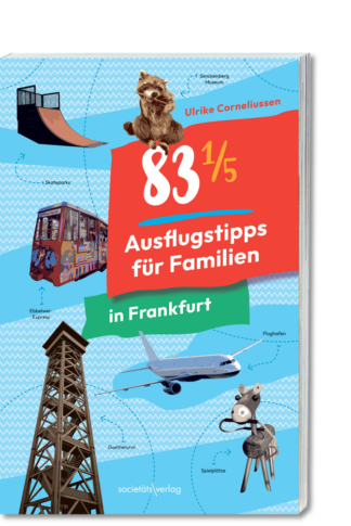 Buchcover in 3D: 83 ¹⁄₅ Ausflugstipps für Familien in Frankfurt, RGB-Datei zum Download